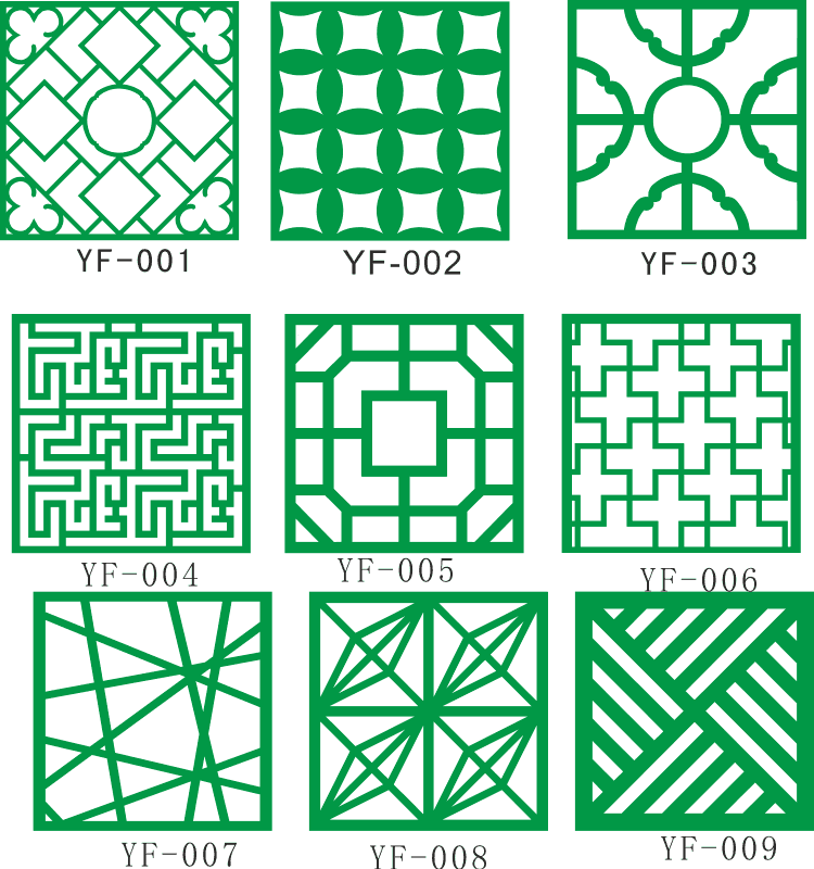Grid of nine decorative lattice pattern samples