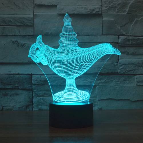 Blue illuminated Aladdin lamp night-light design