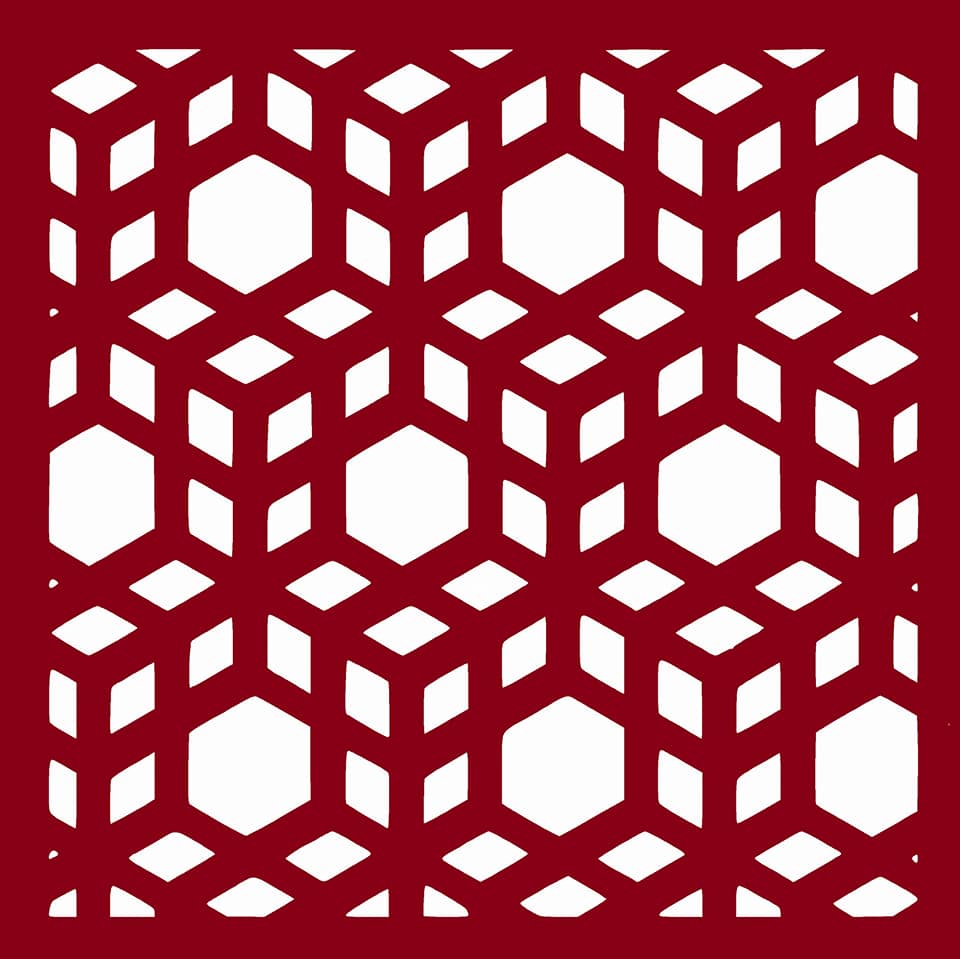 Repeating red cube lattice pattern