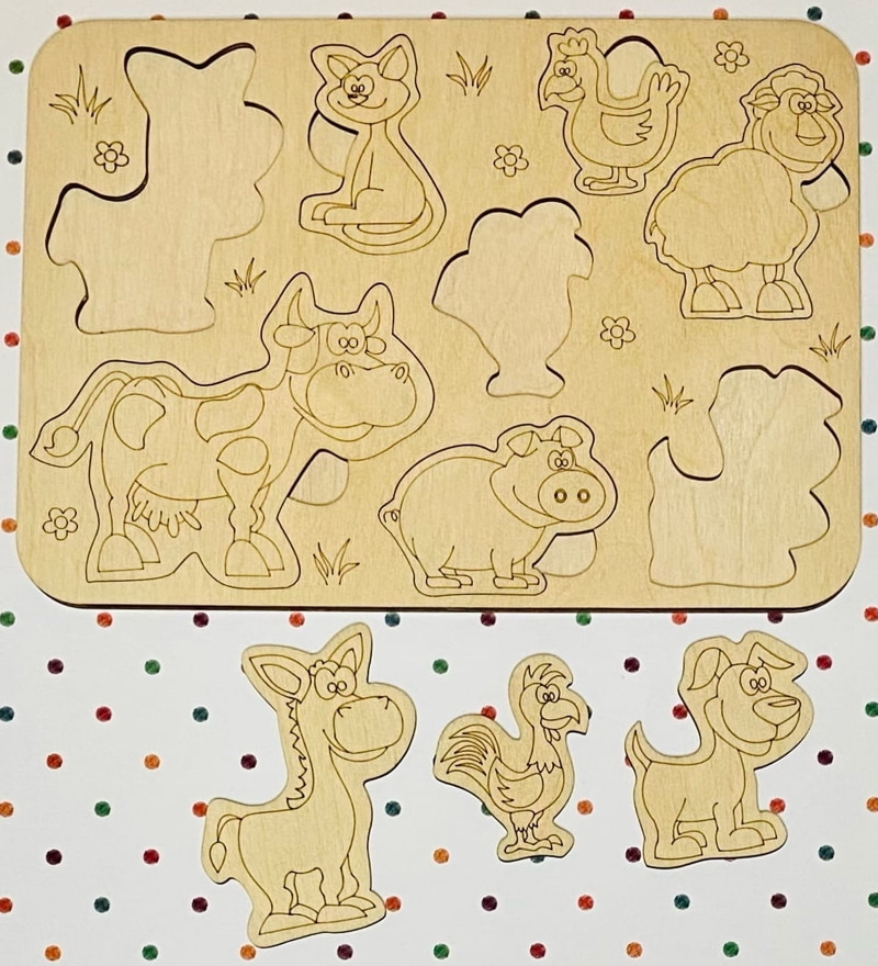 Laser Cut Animals Wooden Peg Puzzle Animal Puzzle Board preview