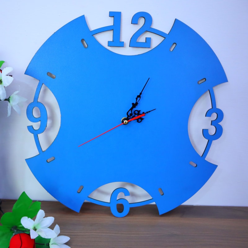 Laser Cut Big Numbers Wooden Wall Clock preview
