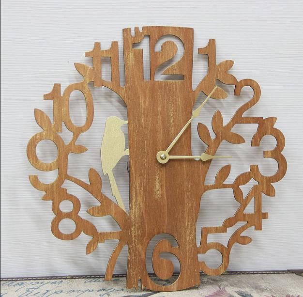 Laser Cut Bird On Tree Wooden Wall Clock preview