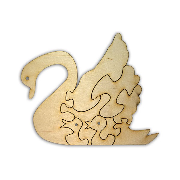 Laser Cut Blank Wooden Puzzle Swan preview