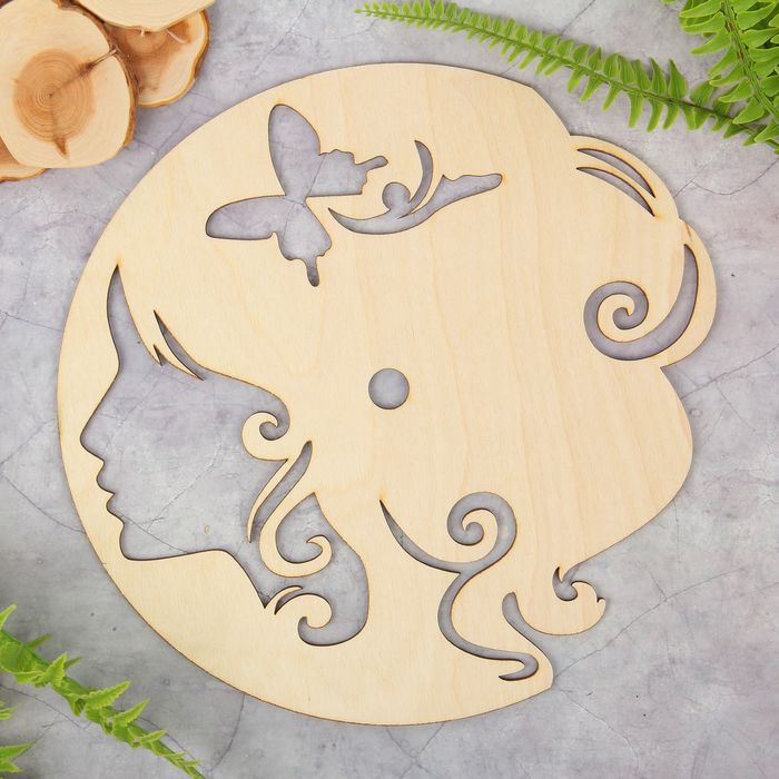Laser Cut Butterfly Girl Plywood Wall Clock preview