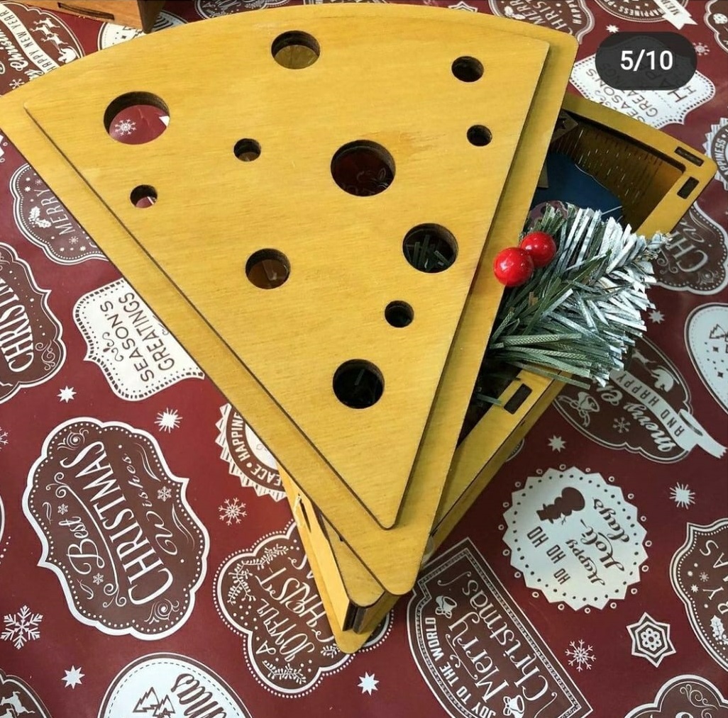 Laser Cut Cheese Wedge Shaped Wooden Box preview