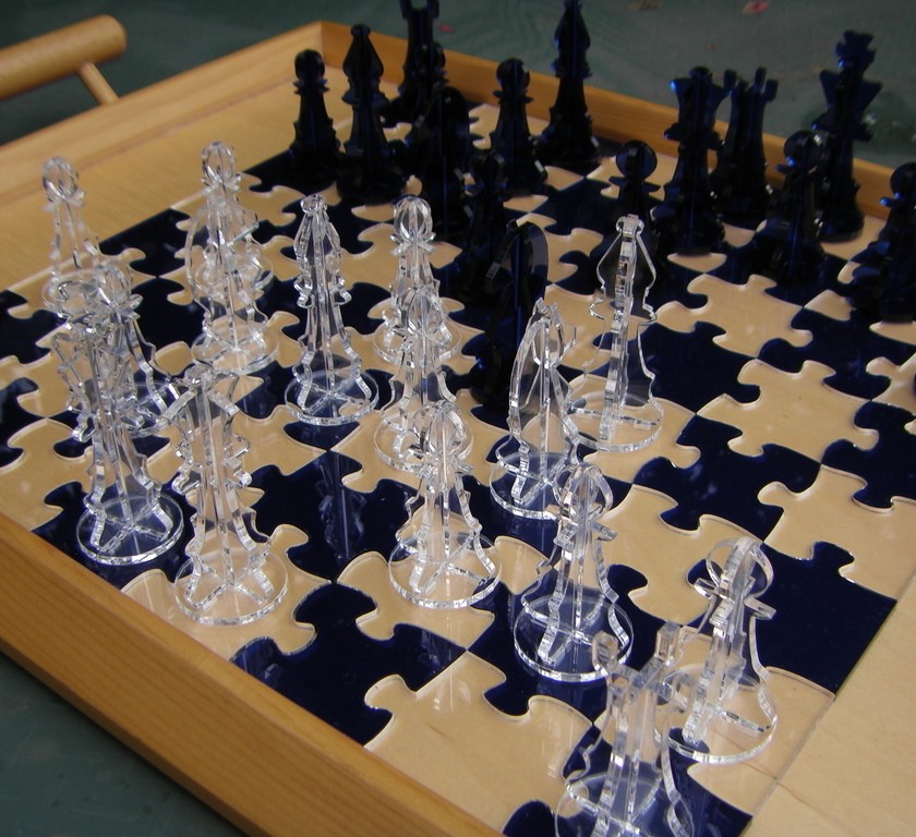 Laser Cut Chess Jigsaw Puzzle Chess Board And Pieces 3Mm Acrylic preview