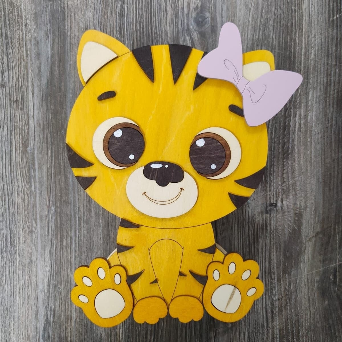 Laser Cut Cute Tiger Cub Wooden Chocolate Box preview