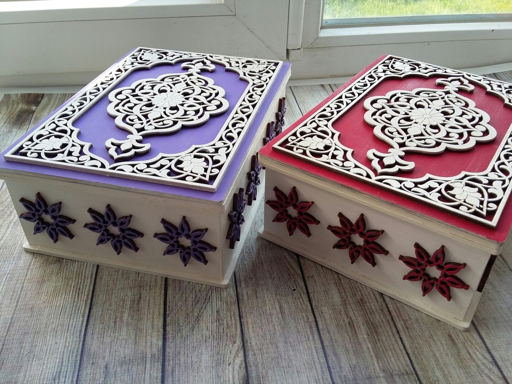 Laser Cut Decorative Gift Box Plywood 3mm wooden boxes design preview