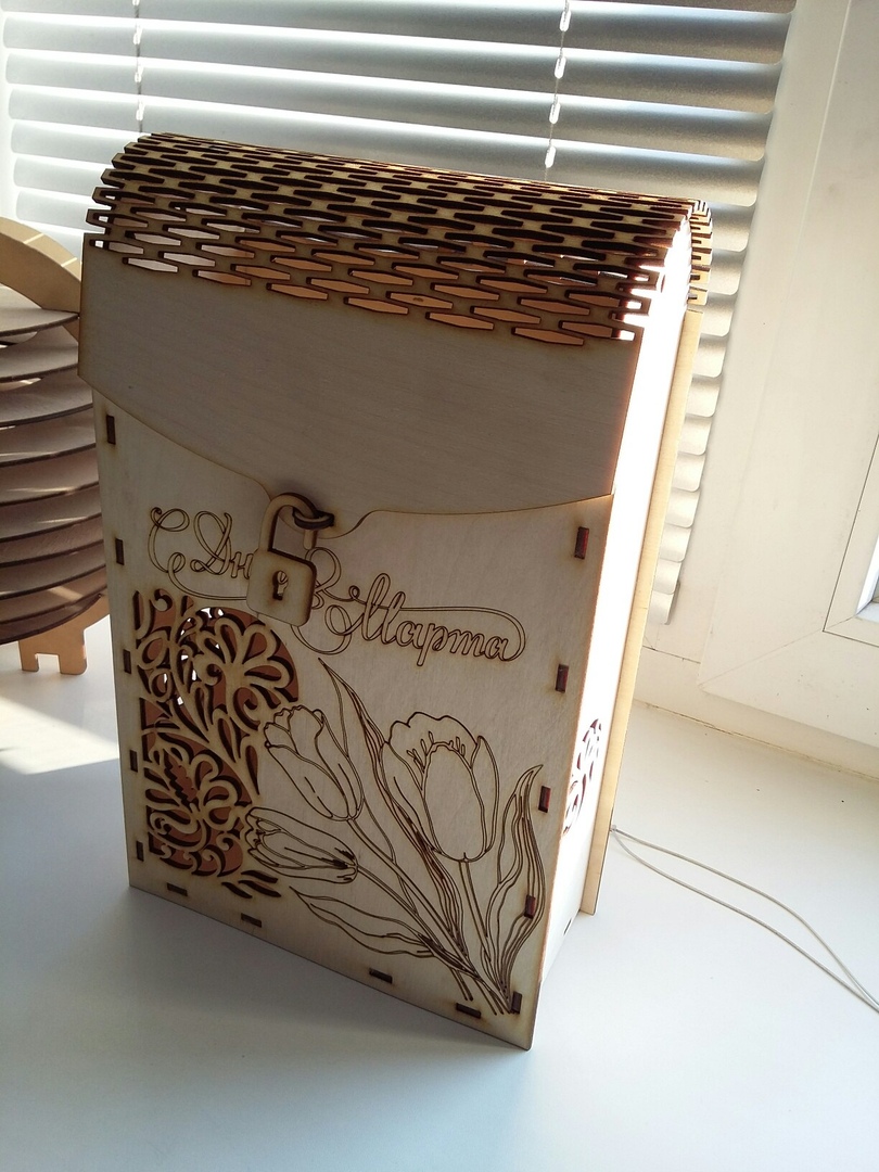 Laser Cut Decorative Wine Box 3mm Plywood wooden boxes design preview
