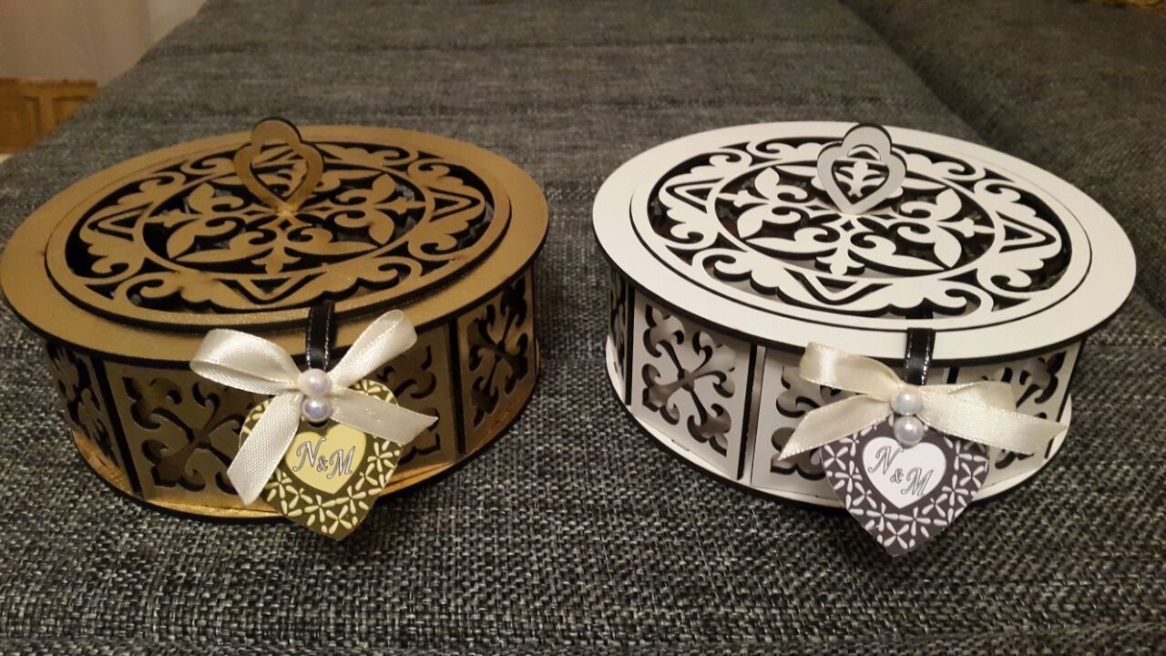 Laser Cut Decorative Wooden Round Box Candy Basket wooden boxes design preview