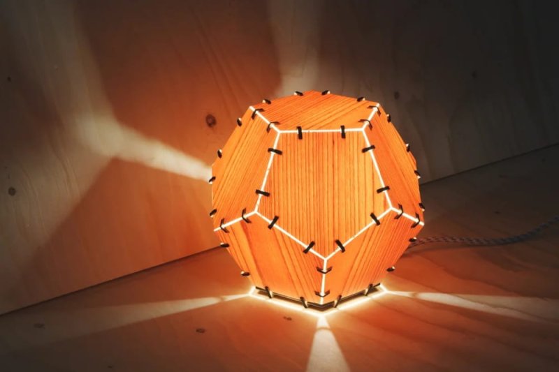 Laser Cut Dodecahedron Wood Veneer Lamp lamps design preview