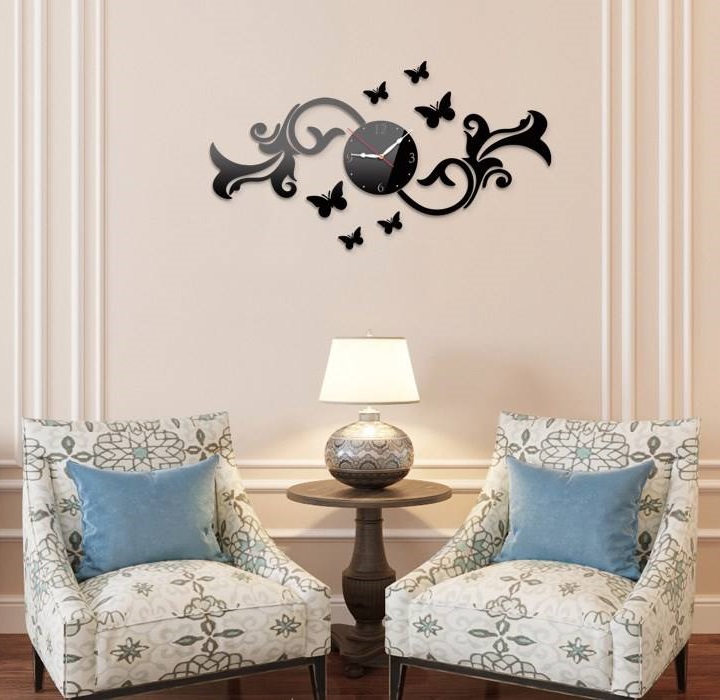 Laser Cut Fancy Butterfly Wall Clock preview - Cutgrove digital design