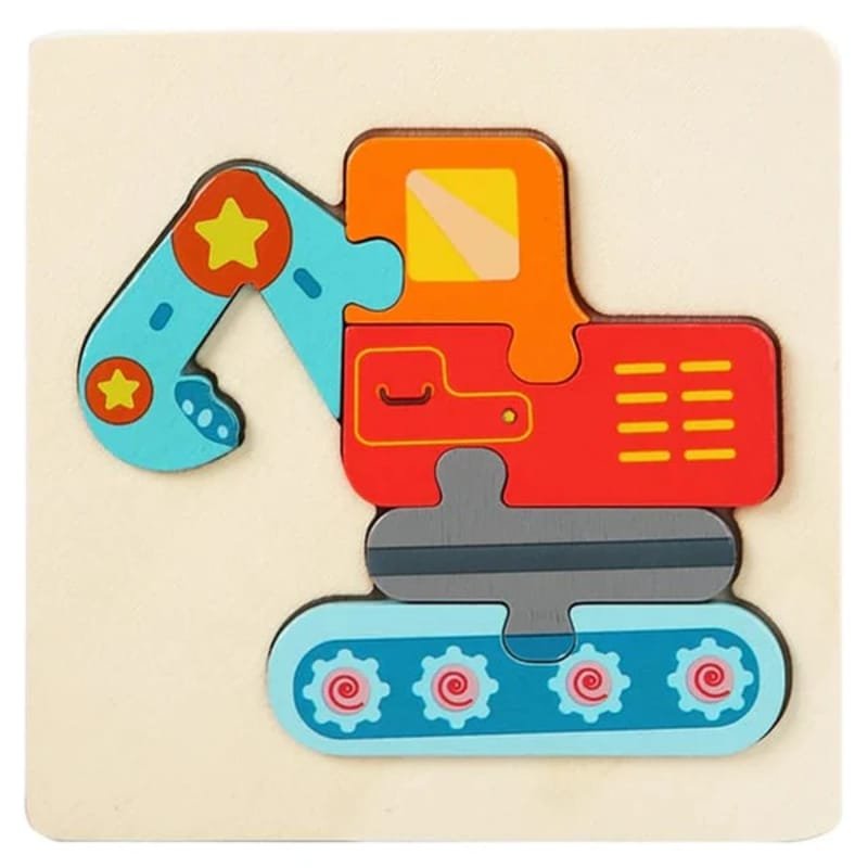 Wooden Puzzle Educational Toy Children Excavator preview - Cutgrove digital design